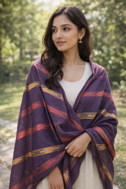 PURE LAWN GOLDEN LINE BORDER JAQUARD TARKASHI SHAWL