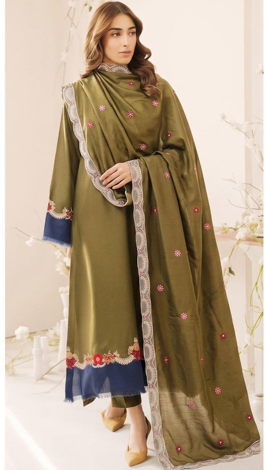 Qaswa Dhanak Embroidered Three piece 1747