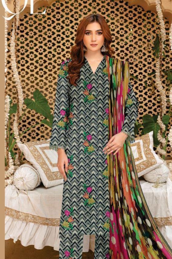 Baroque -3Pc Lawn Digital With diamond Dubata