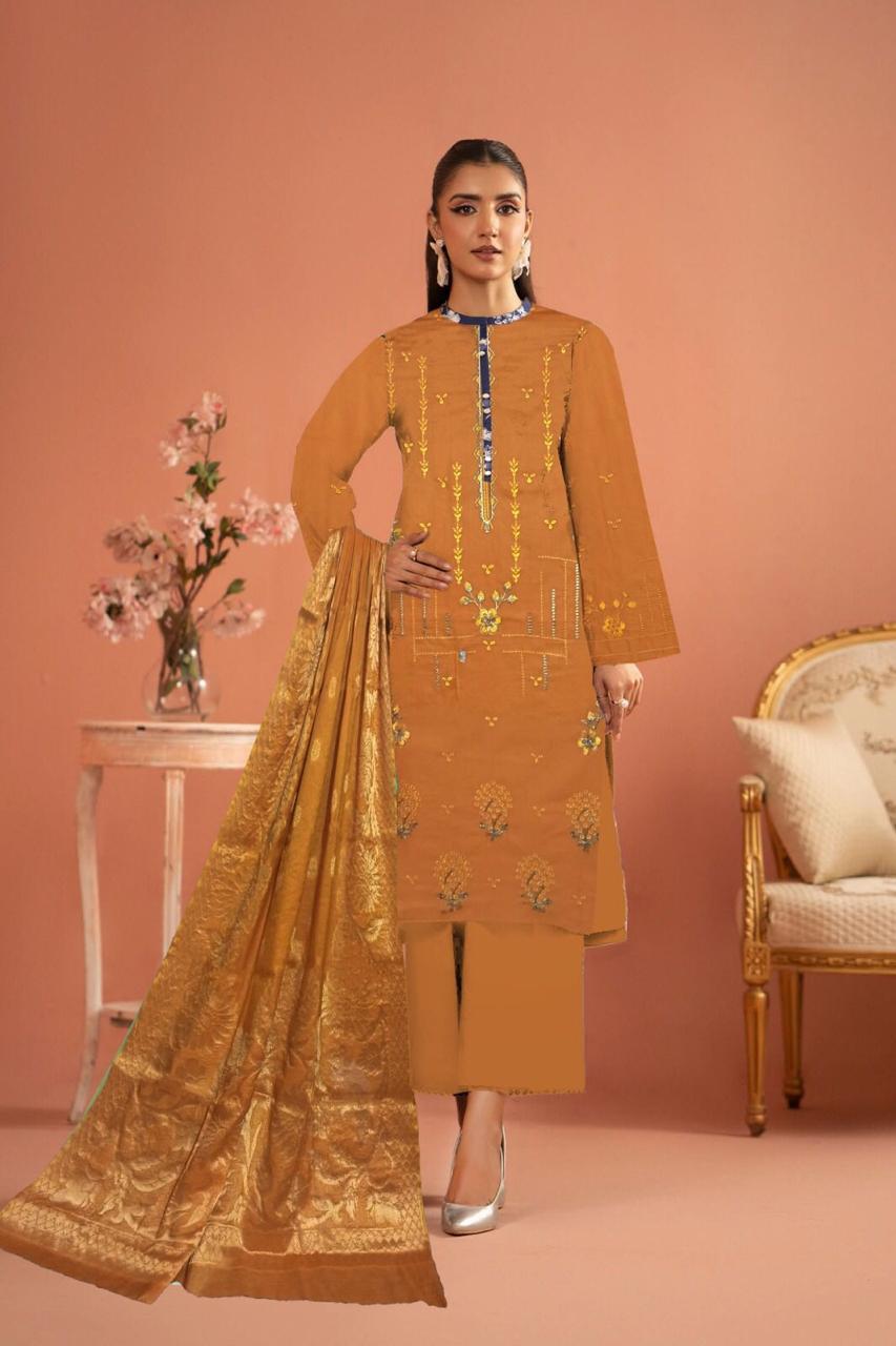 MUSHQ 3PC LAWN EMBROIDERED THREE PIECE