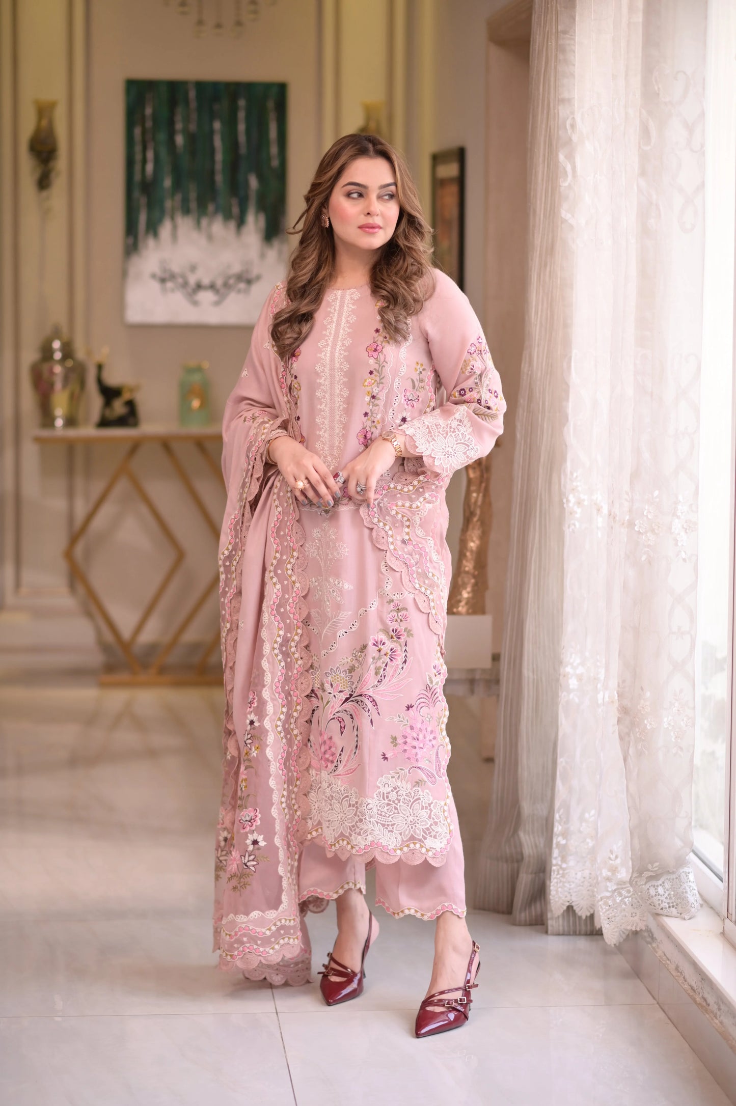 LAWN EMBROIDERED SUIT WITH READY DUBATA 1919