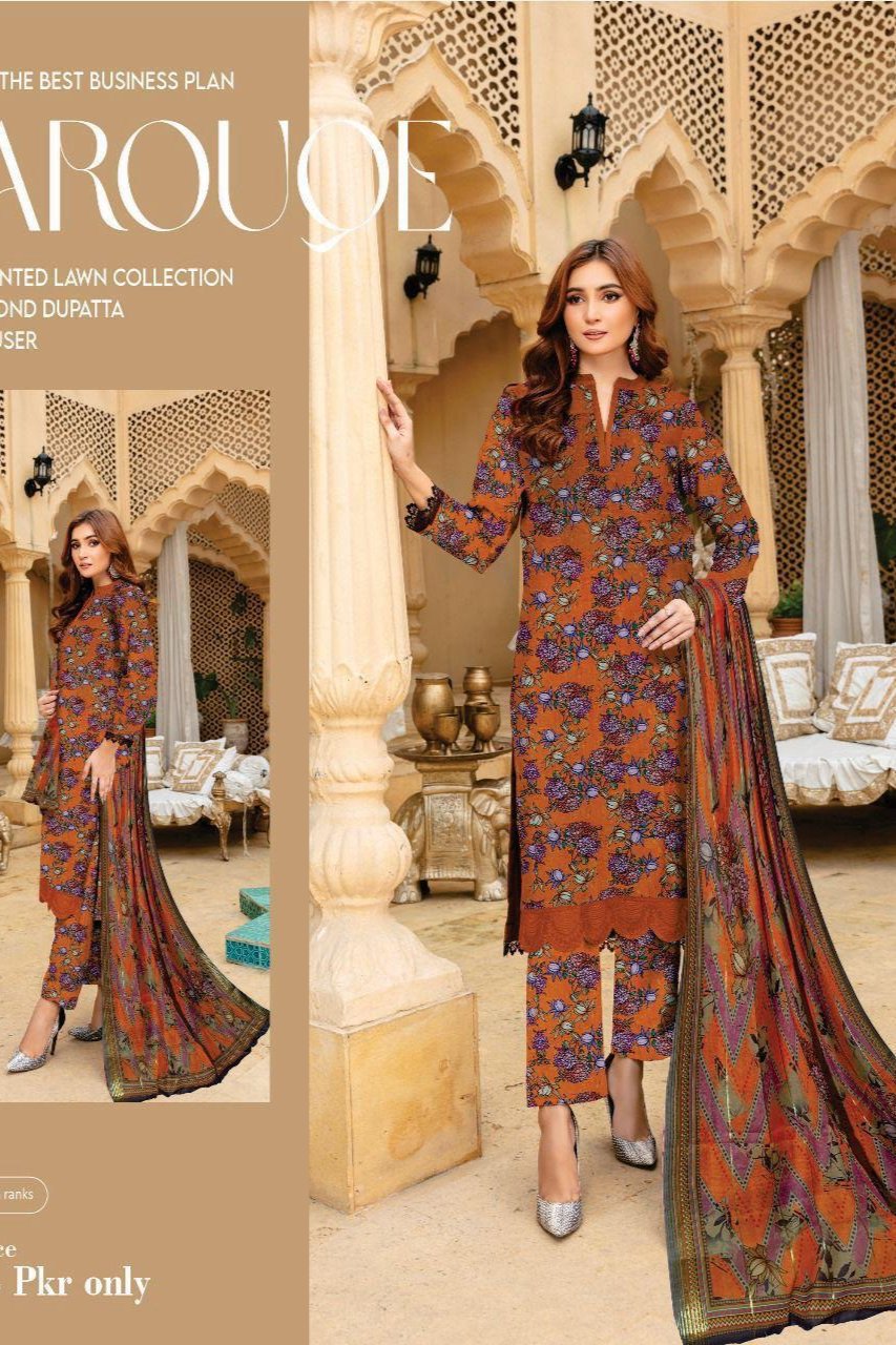 Baroque -3Pc Lawn Digital With diamond Dubata