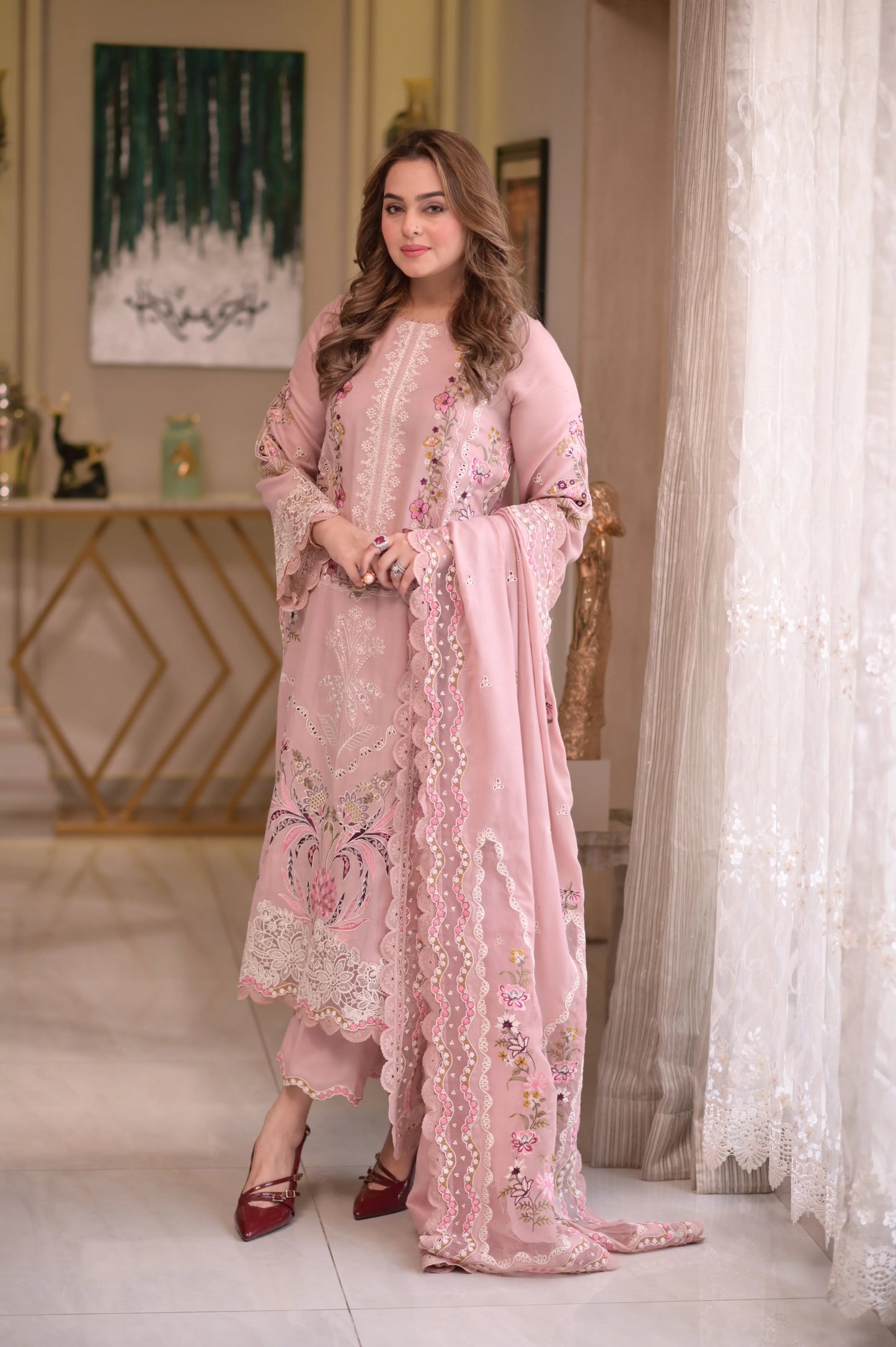 LAWN EMBROIDERED SUIT WITH READY DUBATA 1919