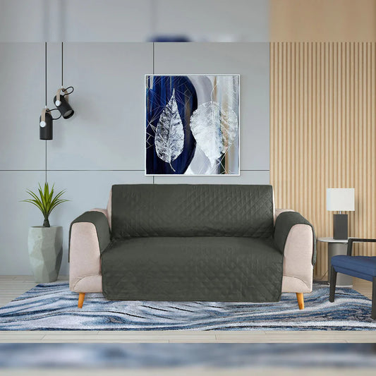 Cotton Quilted Sofa Runner - Sofa Coat (Grey)