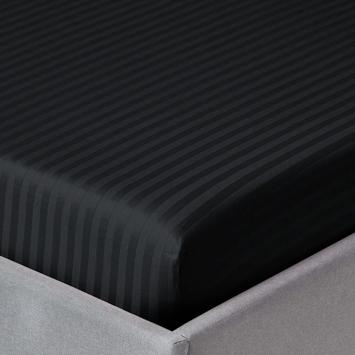 3 Pcs Stripe Fitted Sheet Set-Black