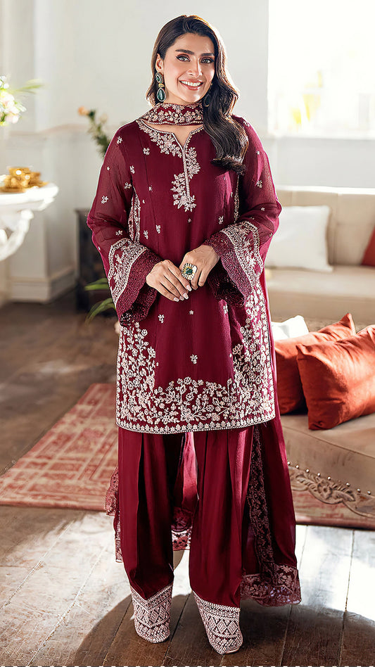 dhanak suit with ready to wear shawl