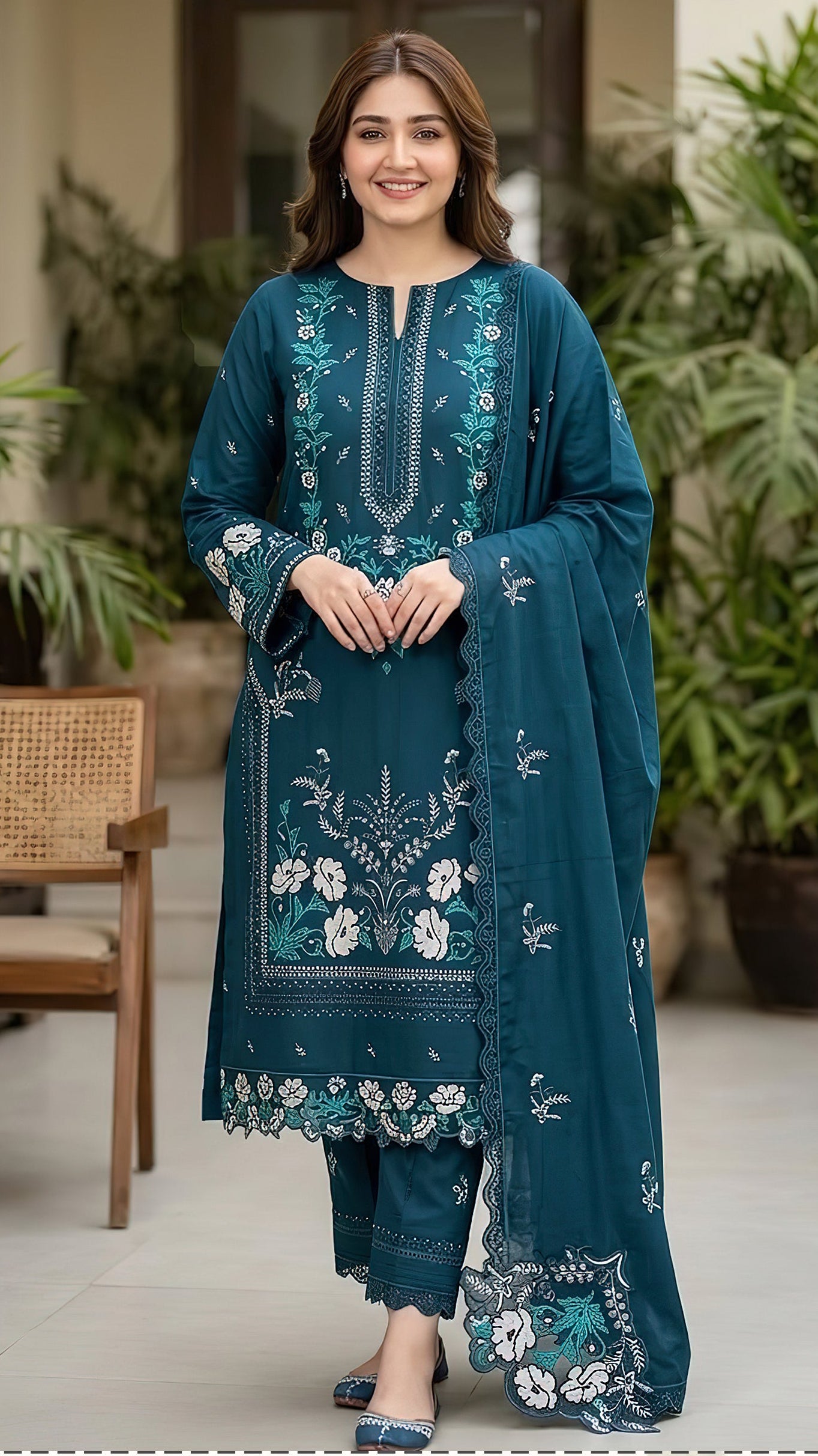 dhanak suit with ready to wear shawl