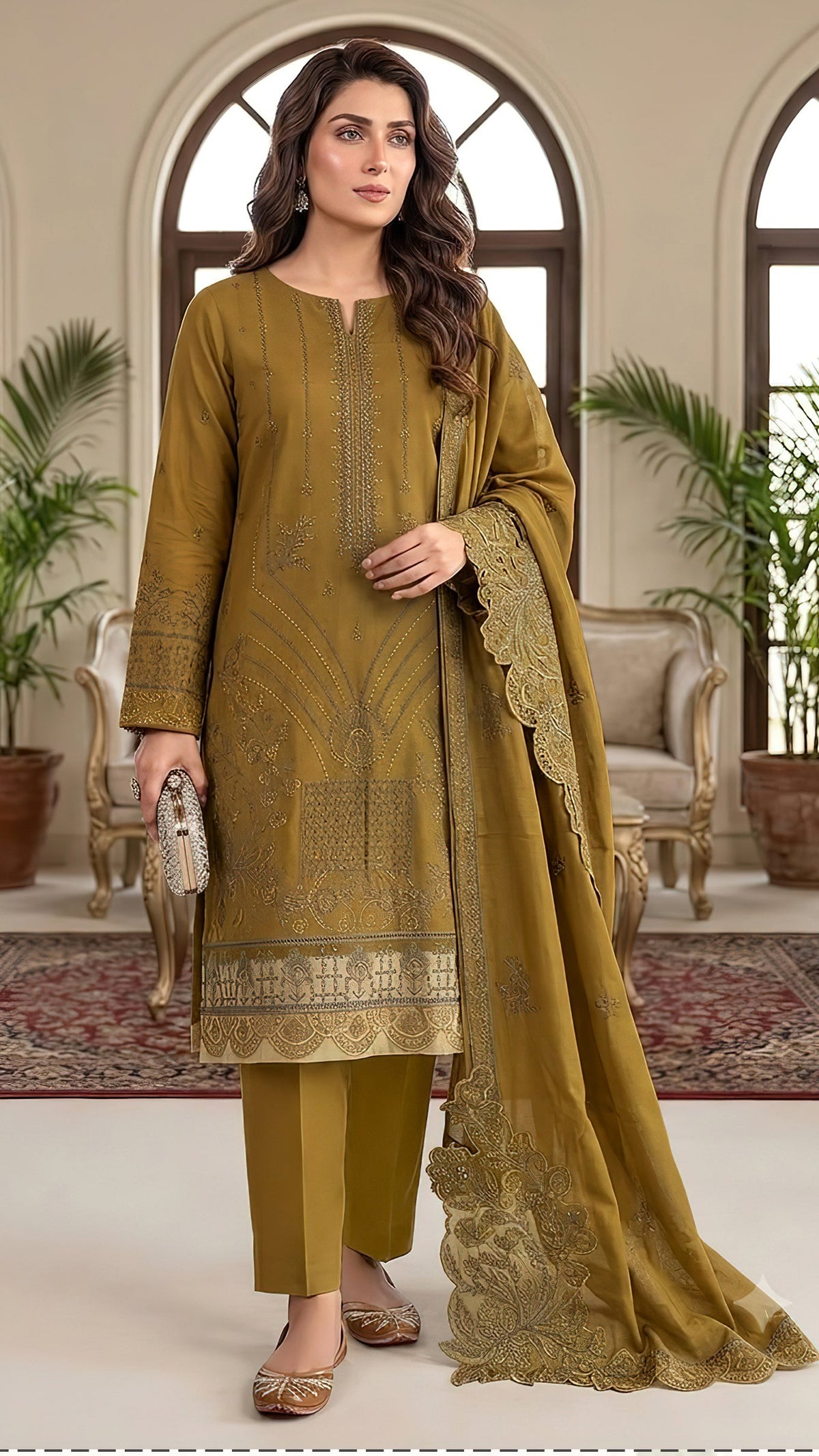 dhanak suit with ready to wear shawl