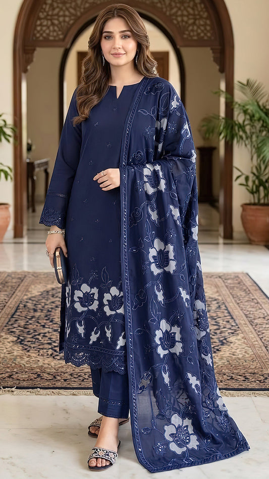 dhanak suit with ready to wear shawl