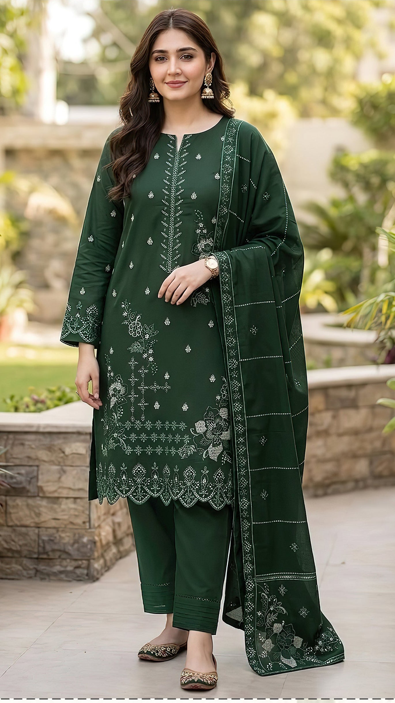 dhanak suit with ready to wear shawl