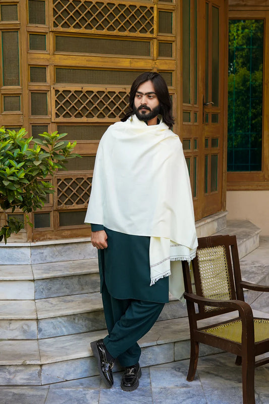 Mens Shawl | White