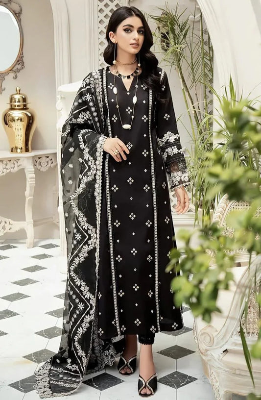 Black Embroidered with Embroidered Dupata