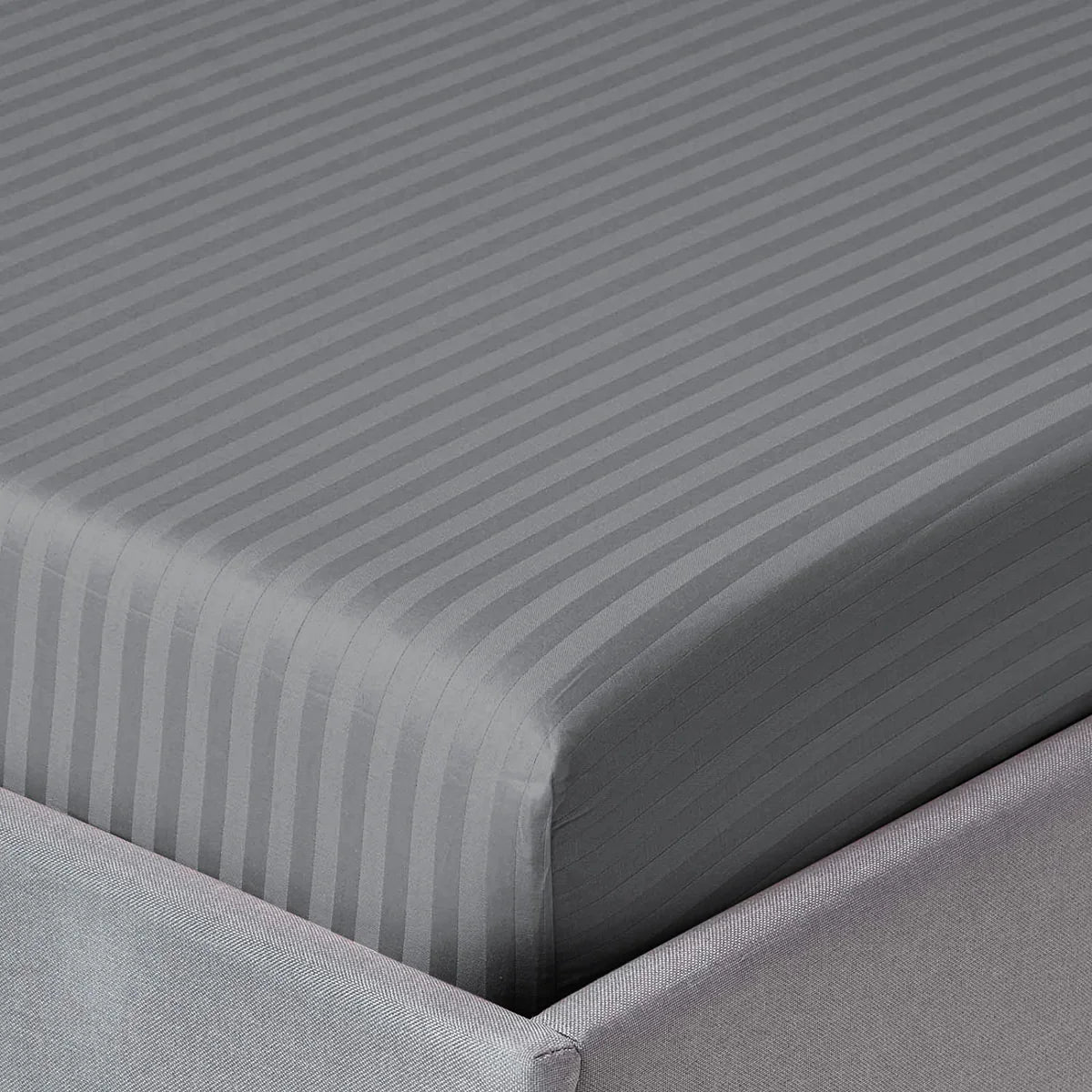 3 Pcs Stripe Fitted Sheet Set-Grey