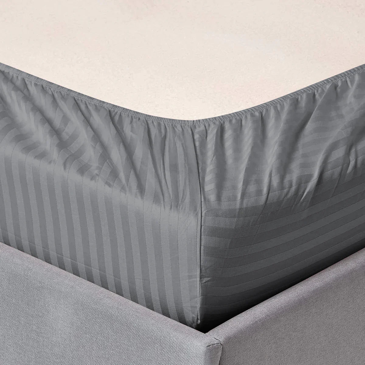 3 Pcs Stripe Fitted Sheet Set-Grey