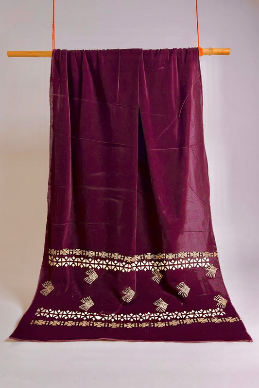 Luxury Stone Cutwork velvet Shawl