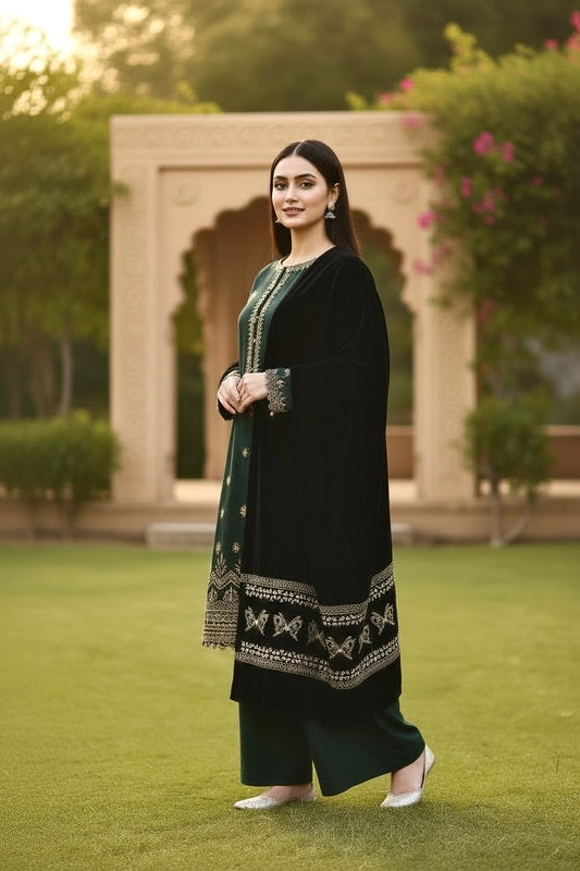 Luxury Stone Cutwork velvet Shawl