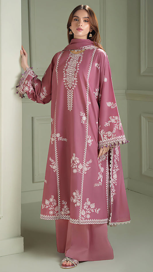 Dhanak 3 Piece  Embroidered Suit With Embroiderd Ready to Wear Shawl D-2131