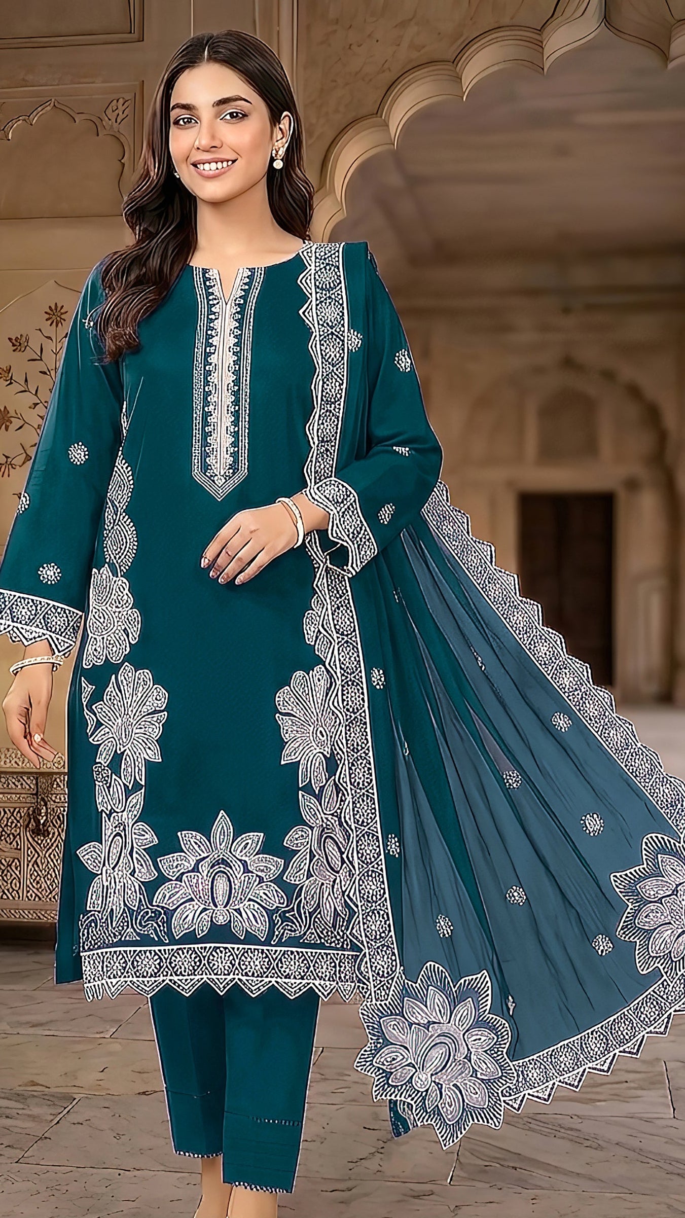 dhanak suit with ready to wear shawl