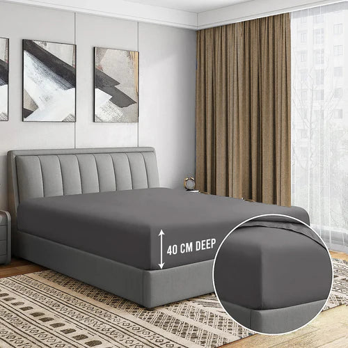 3 Pcs Fitted Sheet Set-Grey
